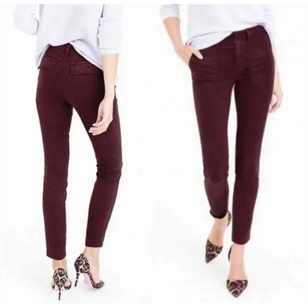 J. Crew Burgundy Stretch Zip Skinny Cargo Pants Size 28